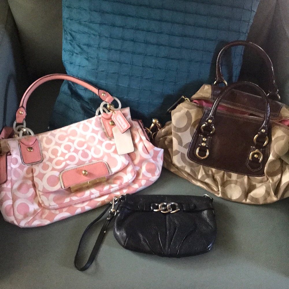 Bundle of 3 Coach satchel and wristlet